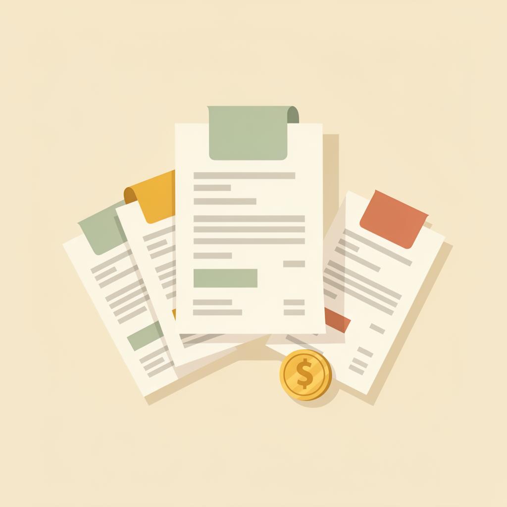 Illustration of a paper receipt being divided into colorful category cards with golden coins flowing between them.